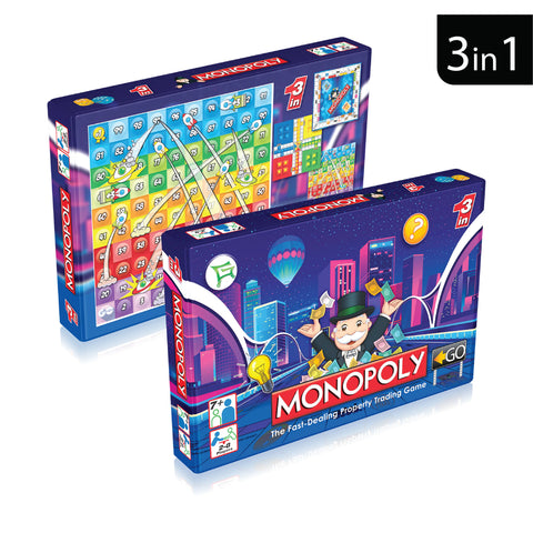 Monopoly 3-in-1 Wooden Board Game – Monopoly &  Ludo Set