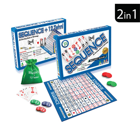 Classic Sequence 2-in-1 Wooden Board Game – Sequence & 12 Tehni