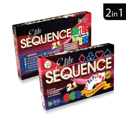 Elite Sequence 2-in-1 Wooden Board Game – Sequence & 12 Tehni