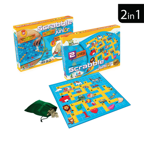 Scrabble Junior 2-in-1 Wooden Board Game – Scrabble & Ludo Set