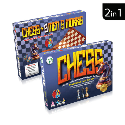 Classic Chess 2 in 1 | Premium Wooden Chess & Nine Men's Morris Board Game