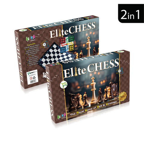 Elite Chess 2 in 1 | Premium Wooden Chess & Ludo Board Game