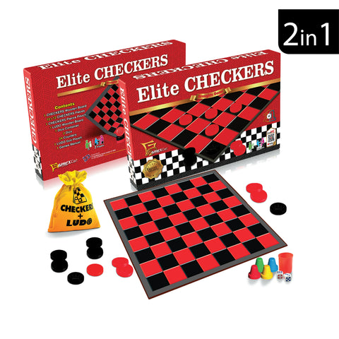 Checkers 2 in 1 Wooden Board Game
