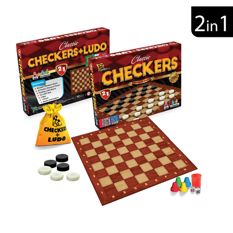 Checkers 2 in 1 Wooden Board Game