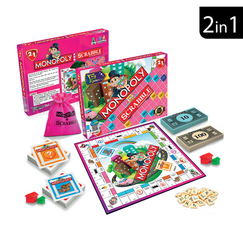 Monopoly & Scrabble 2 in 1 Wooden Board Game