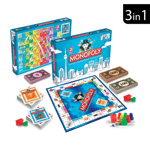 Monopoly 3 in 1 Wooden Board Game