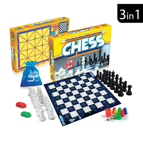 Ordinary Chess set 3 in 1 | Premium Wooden Chess, Ludo & 12 Tehni Board Game